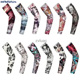 Arm Leg Warmers Fingerless Gloves 1Pair Men Long Tattoo Sleeves Seamless Armguard Sun Protection Cover Outdoor Driving Ice Silk Women UPF 50 YQ240106