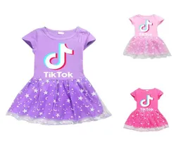 1 Stück Tik Tok Girl039s Kurzarmrock aus Baumwolle und Mesh-Material, erhältlich in 3 Farben, Größen 110 140 Girl039s Dresse3778709