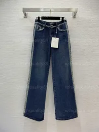 Moda Jeans Mulheres Designer Jeans de Alta Qualidade Lavado Denim Tecido Tassel Edge Design Cintura Alta Calças Perna Larga Slim Fit Calças Perna Reta Mulheres Roupas