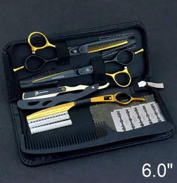 6 Quot Barbers Hair Cutting Scissors 일본 스테인레스 스틸 미용실 가위 키트 미용실 도구 이발사 얇아지는 전단 헤어 스타일 7488085