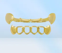 Hip Hop Smooth Halloween Dentures Grillz Real Gold Plated Rappers Dental Grills Cool Jewelry Golden Rose Gold Black9555197