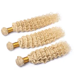 613 Blonde Tiefe Welle Echthaar Bundles Brasilianisches Reines 613 Lockiges Haar Webt Platin Blonde Haarverlängerungen 3 Stücke Lot7731908