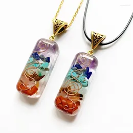 Pendant Necklaces Chakra Gravel Synthetic Crystal Epoxy Necklace Ogan Energy Geometric Long Style Jewelry