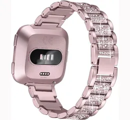 Fitbit Versa를위한 Bling Diamond Watch Band 2 스테인레스 스틸 스트랩 여성 손목 팔찌 Fitbit Liteverse 2 밴드 액세서리 3098858