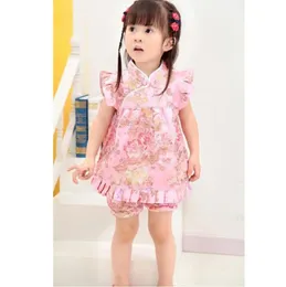 Nuovo anno cinese Set di vestiti per bambini Abito Qipao Abiti da bambino Neonata Maglione ragazze vestito pantalone bebe abiti estivi 2104131916970