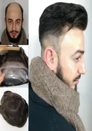 100 Swiss French Lace Q6 Base Male Hair Toupee System för män Blekade små knutarersättningssystem9071704