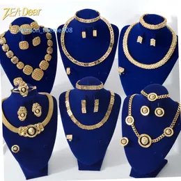 Zeadear Heißer Verkauf Brasilien Gold Luxus Kupfer Braut Schmuck Set Italienische Halskette Armband Ohrring Ring Vier Schmuck Sets