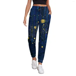 Kvinnor Pants Forest Print Baggy Spring Fireflies Moderna joggar Kvinnor Hippie Designbyxor Big Size 3XL