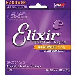 Elixir 11102 Nanoweb 8020 Bronze Medium Acoustic Guitar Strings 013 0562452255