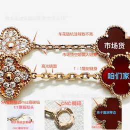 Classic Van Jewelry Accessories Fanjia Silver High Version White Fritillaria Five Flower Bracelet CNC Clover 18k Rose V Gold Red Jade Marrow