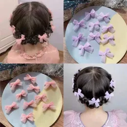 Saç aksesuarları 10pcs kızlar mini kurdele bowknot saç tokaları sevimli çocuklar örgü el yapımı yay ördek klips Kore Kids başlık