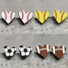 Ohrstecker Mini Herzform Holz Baseball Softball Fußball Sport Für Frauen Ballspiel Schmuck Großhandel