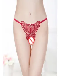 Women Sexy Lace Seductive Open Crotch Pants Female Sexy Avoid Taking off Lingerie Butterfly shaped Underwear7717491