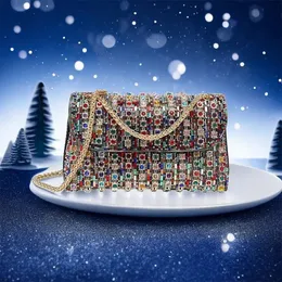 Jiomayクリスマススタイルラインストーン財布高級デザイナーハンドバッグ女性のためのエレガントで多用途の財布イブニングクラッチバッグ240106