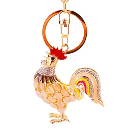 Keychains Rooster bling stilfullt med lås smycken tillbehör ryggsäck charms glittrande charm strass nyckelring för kvinnor flickor