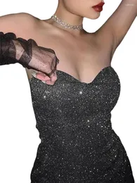 Casual Dresses Women Sexy Sequin Sparkly Mini Dress Sleeveless Backless Bodycon Glitter Tube Club Party Concert Short