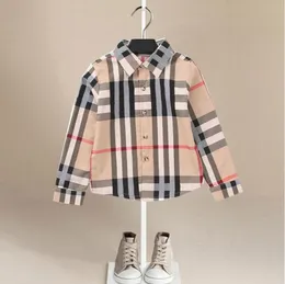 Camicie per ragazzi adorabili Primavera Autunno Camicia a quadri per bambini Camicia a maniche lunghe per bambini Grandi ragazzi Colletto rovesciato Top T-shirt