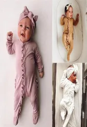 newborn clothes Infant Baby Girl Boy long sleeve solidoneck RomperHeadband Jumpsuit Outfit 2PCS Set conjunto infantil menino9298700