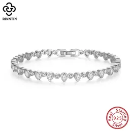 Rinntin Shiny Tennis Bracelet 925 Sterling Silver 4m Pear Cut Cubic Zirconia for Women Luxury Chain Jewelry SB180 240105