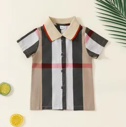 3-24 meses bonito bebê meninos camisa de verão da criança camisas xadrez infantil camisa de manga curta roupas recém-nascidos crianças