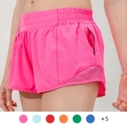 LU-19 sommarspår som 2,5-tums Hoty Hot Shorts Loose Breattable Quick Torking Sports Women's Yoga Pants kjol Mångsidig avslappnad sidor Gym Underkläder
