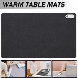 سطح مكتب التدفئة الكهربائي الساخن الذكي سطح المكتب Digital Display Pad Darktable Harptable Mat Mouse Pad Winter 80x33cm 240105