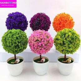 Wreaths Wholesale1pc Welcoming Sakura Emulate Bonsai Simulation Decorative Artificial Flowers Fake Green Pot Plants Ornaments Home Decor