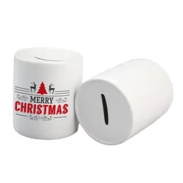 Ordens de favor de festa personalizado cofrinho favor branco sublimação caixa de dinheiro diy cerâmica moeda armazenamento pode criança natal gota entrega h dh4ns