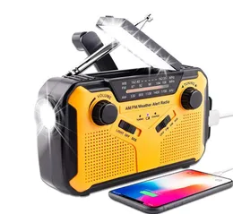 Emergency Radio 2500Mahsolar Portable Crank Amfmnoaa Time Mottagare med ficklampa och mobiltelefonladdning Läsningslamp6435448
