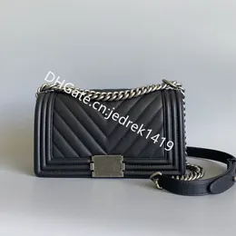 Designer Flip Handbag Fashion Woman Luxurys Silver Chains Crossbody Bag Classic V Diamond Mönster Kaviar Tote Bag 10a Top Quality Cowhide Leisure Shoulder Bag