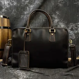 Briefcases Sbirds Mens Double Zipper Handbag On Case 15 16 Inch PC Notebook Briefcase Shoulder Bag Natrual Cowhide Man Male