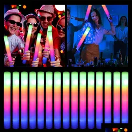 Andra evenemangsfestleveranser RGB LED Glow Foam Stick Cheer Tube Colorf Light In the Dark Birthday Wedding Party Supplies Festival Deco DHFXE