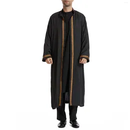 Ethnic Clothing Arab Men's Muslim Solid Color Front Men Duster Cardigan Old Wool Sweaters Cute Medium