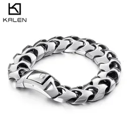 KALEN Bracciale a forma alta lucida da uomo 22 cm Catena da bici in acciaio inossidabile Bilezik Boho Accessori per gioielli maschili 240105