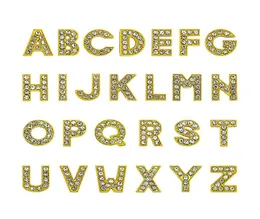 Lote de 1300 unidades de letras deslizantes de diamantes de imitación de color dorado AZ, abalorios diy de 8mm, aptos para pulsera de cuero de 8MM, llaveros 4579386