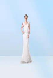 Elie Saab 2019 Novos Vestidos de Noite Azul Claro A Linha Jewel Neck Formal Prom Dress Lace Appliqued Beads Party Gowns4546841
