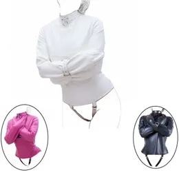 White Leather Straitjacket for Women BDSM Fetish Slave Games Begränsning Kostym Halloween Sexig 240106