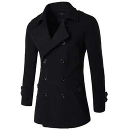 Män brittisk stil dubbel breasted trench top coat mens lång trenchrock masculino manlig kläder klassisk droppe överrock 240106