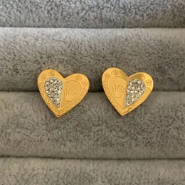 Luksusowe stadnina marki z błotnowymi kolczykami ze stali nierdzewnej złote kolczyki sercowe do hurtowni damskiej
