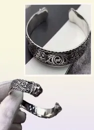 S925 Sterling Silver Retro Mönster Double Tiger Head Open Armband Punk Style Fashion Men and Women Couples smycken gåvor8482205