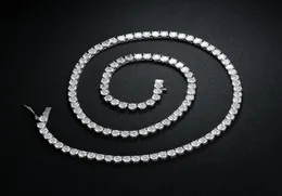 Luckyshine Nowy 24 18 -calowy naszyjnik łańcucha tenisowego 4 mm okrągłe kryształowe klejnoty cyrkonu sześcienne srebro dla mężczyzn039s biżuteria Ne5701858