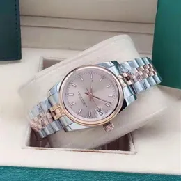 Utsökta kvinnors klockor Rose Gold Mechanical Automatic med lätt yttre ring rostfritt stål armbandsur safir 31m fashi178l