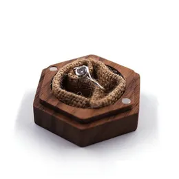 Present Wrap Black Walnut Wood Ring Boxes Gift Wrap Diy Carving Handgjorda smycken Box Halsbandörhängen Lagring Bröllopsmaterial ASFD Drop DHW3N