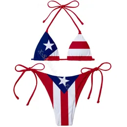 America Paese Puerto Rico Venezuela Brasile Bandiera 3D Stampa Donna Micro Bikini Set Estate Beachwear Costumi da bagno sexy da spiaggia 240105