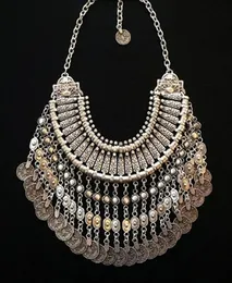 Ringar afghanska bohemiska krage choker chic etniska indiska smycken uppsättningar zigenare boho vintage tassel mynt uttalande halsband örhängen kvinnor