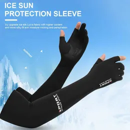 Arm benvärmare sportstrumpor solskydd uv skydd is silk lycra tyg handskar arm täcker utomhus solskydd isduk ära halv finger cot yq240106