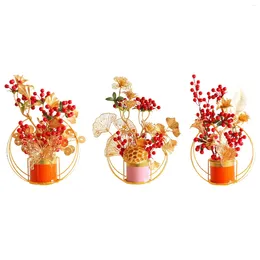 Flores decorativas em vasos artificiais para festas de fim de ano em casa decorações do ano chinês