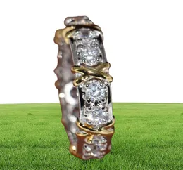 Профессиональное обручальное кольцо Eternity Diamonique CZ с имитацией бриллианта 10 карат белого и желтого золота, размер 5-112260018