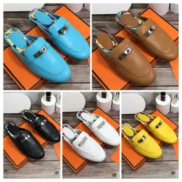 مصمم النعال أوز بغل متسكعون أحذية نساء Loafer Calfskin Leather Groupie Slides Luxury Summer Puckle Buckle Shoes Canvas Size 35-41