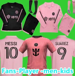 Manga Longa 23 24 Inter Miami Futebol Jerseys CF Matuidi Higuain Campana Yedlin MLS 2023 2024 Futebol Homens Crianças Fãs Jogador Versão Camisa Kits Uniforme Infantil